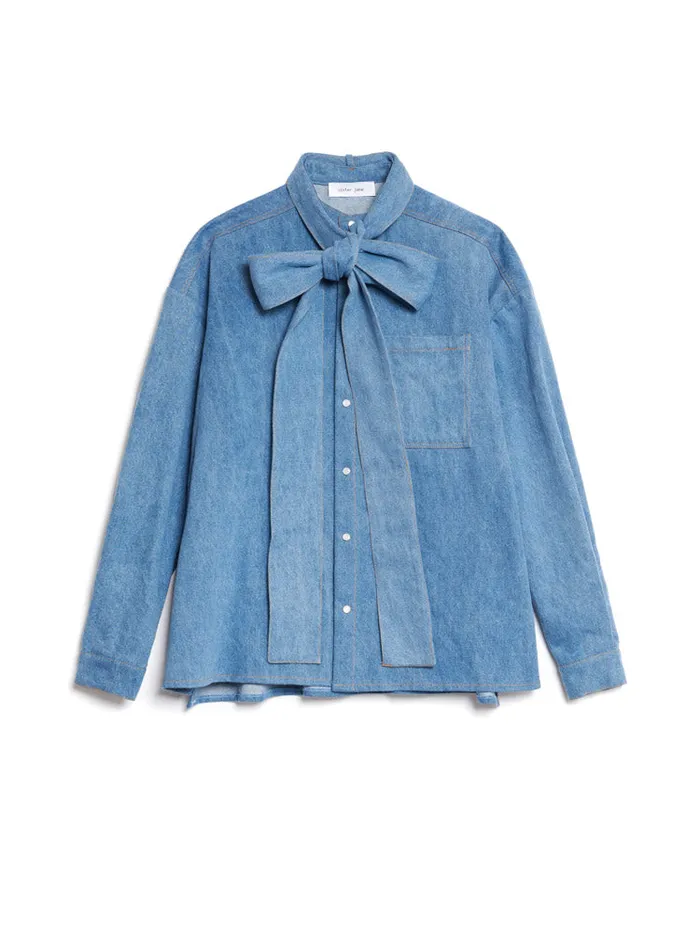 Men Sister Jane Shirts Lincoln Denim Bow Shirt Washed Denim