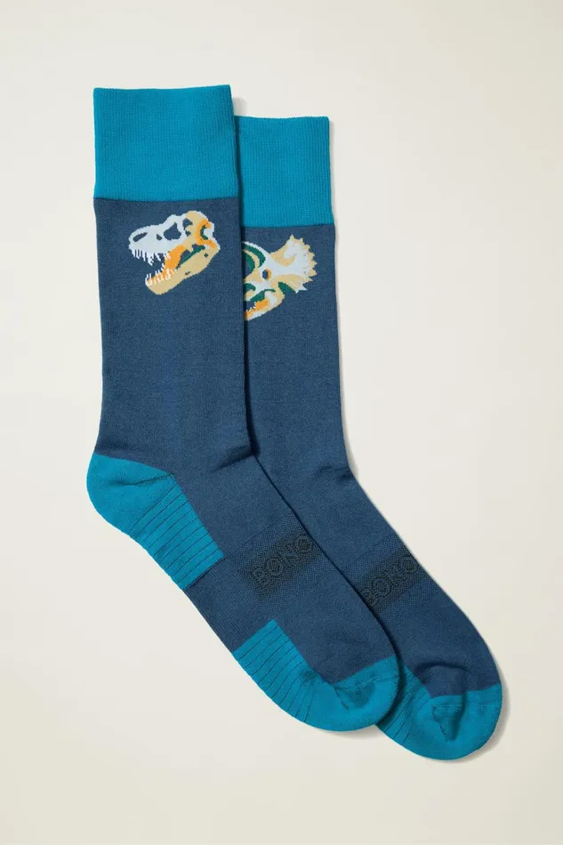 Men Soft Everyday Socks Blue Dinosaur Fossils Bonobos Socks and Underwear