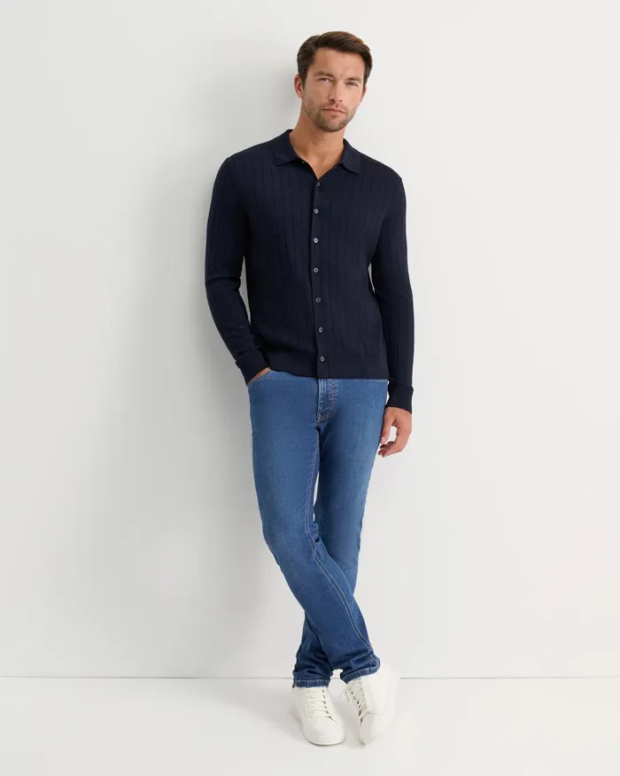 Men Sportscraft Knitwear Angus Merino Knit Cardigan Navy