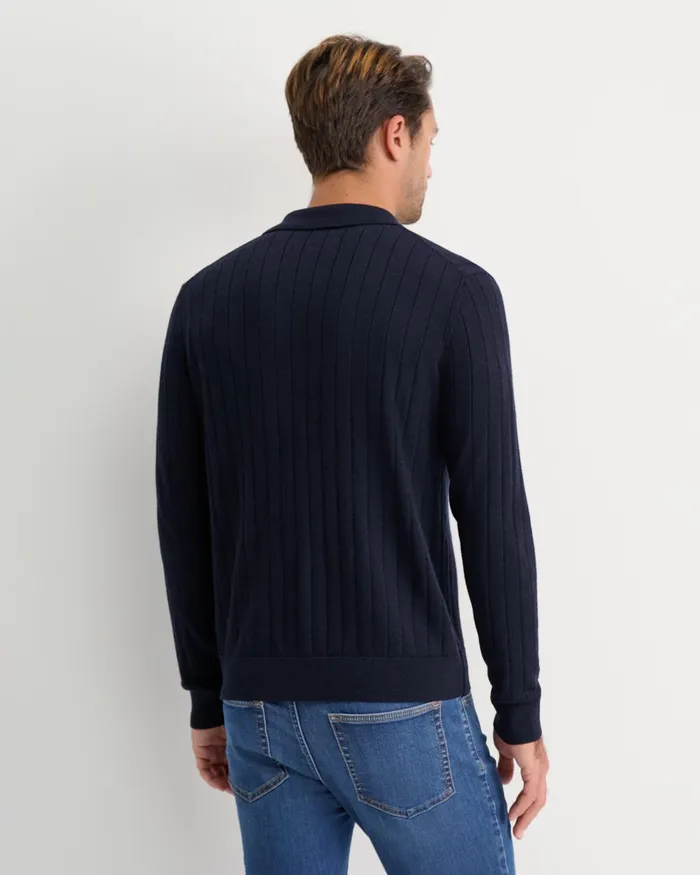 Men Sportscraft Knitwear Angus Merino Knit Cardigan Navy
