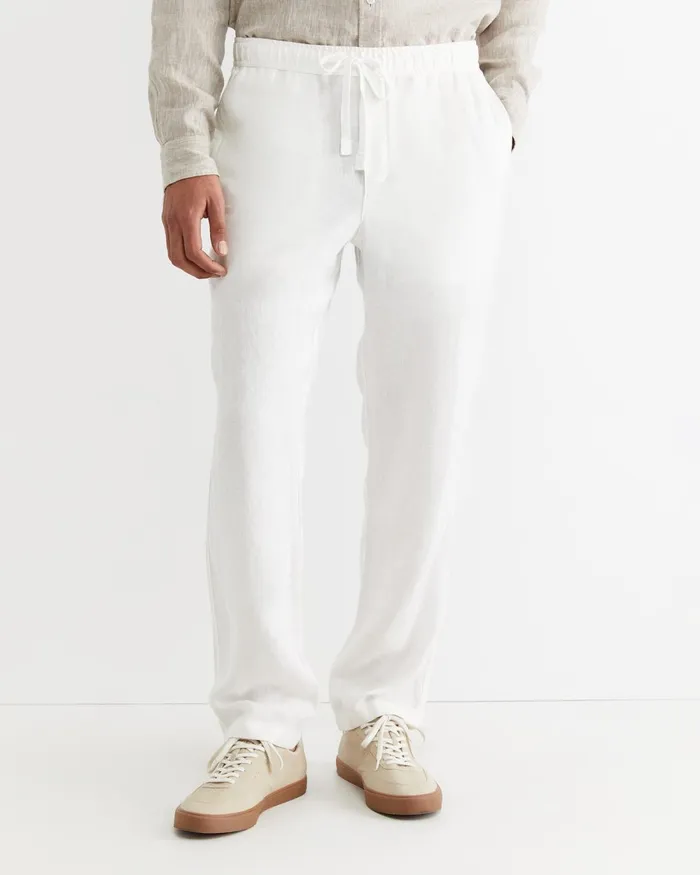 Men Sportscraft Pants Caffery Linen Pant White