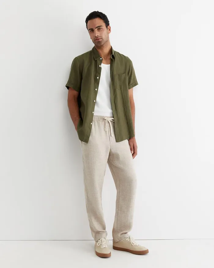 Men Sportscraft Pants Caffery Yarn Dyed Linen Pant Cappuccino