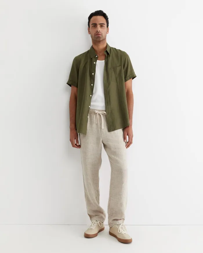 Men Sportscraft Pants Caffery Yarn Dyed Linen Pant Cappuccino