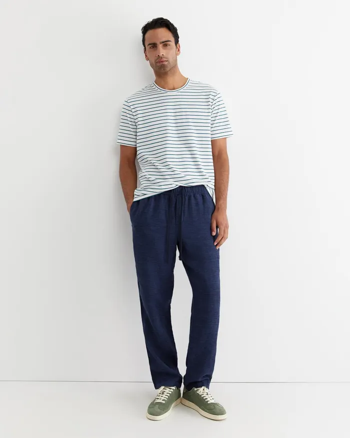 Men Sportscraft Pants Caffery Yarn Dyed Linen Pant Navy