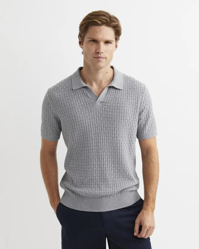 Men Sportscraft TShirts and Polos Bryant Knitted Polo Grey Melange