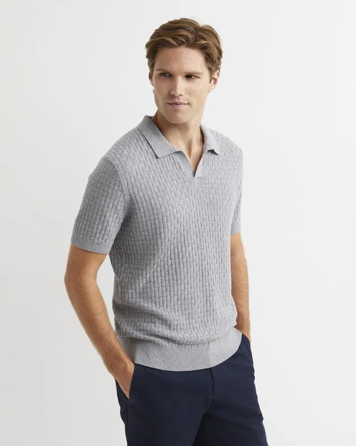 Men Sportscraft TShirts and Polos Bryant Knitted Polo Grey Melange