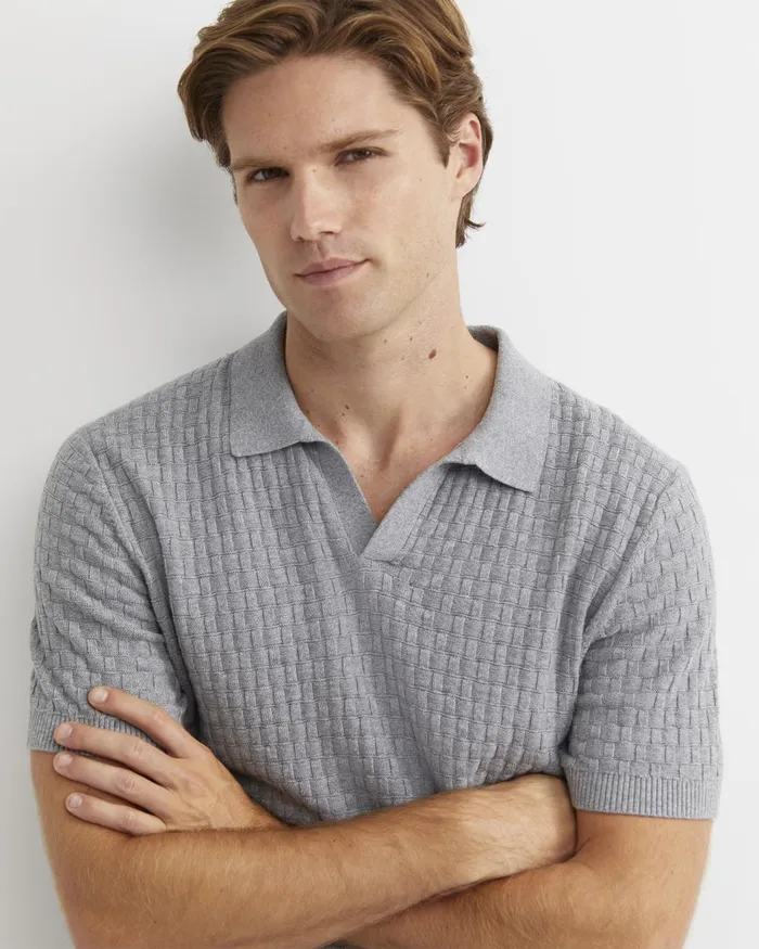 Men Sportscraft TShirts and Polos Bryant Knitted Polo Grey Melange