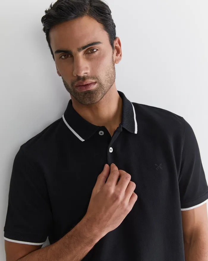 Men Sportscraft TShirts and Polos Sc Tipped Pique Polo Black