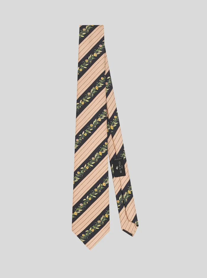 Men Striped And Micro Flower Tie Etro Ties And Pocket Squares