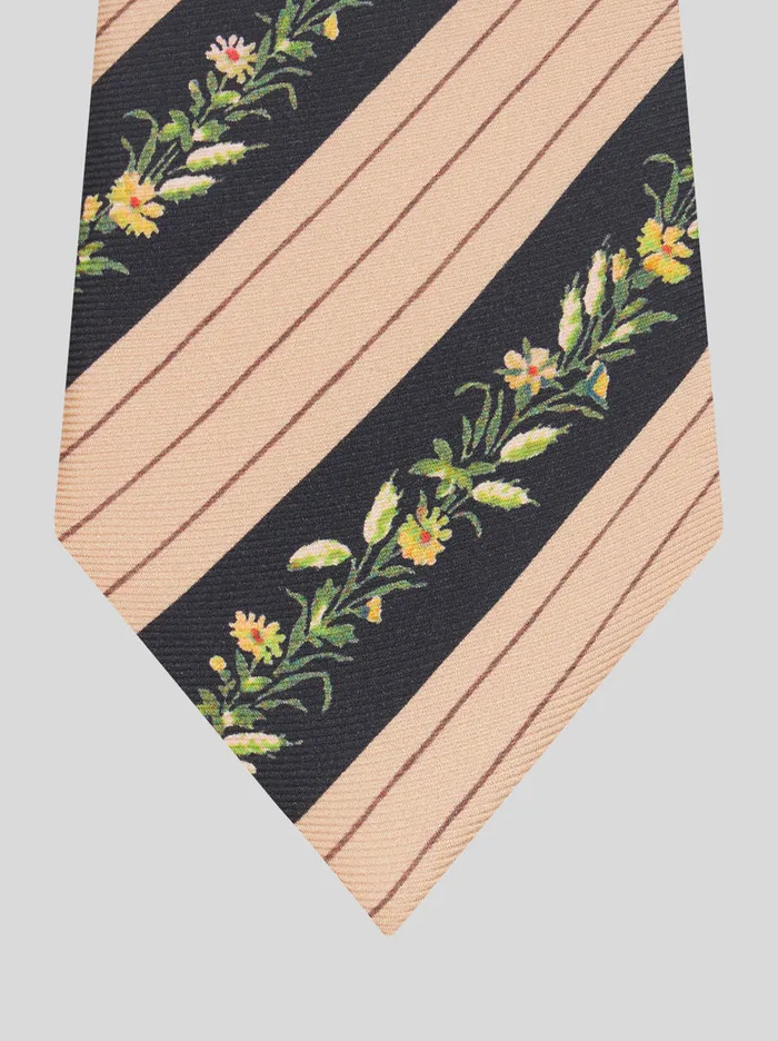 Men Striped And Micro Flower Tie Etro Ties And Pocket Squares
