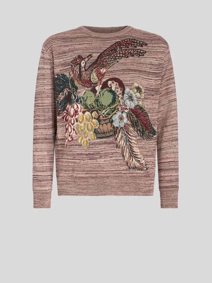 Men Striped Silk And Cotton Sweater Etro Knitwear