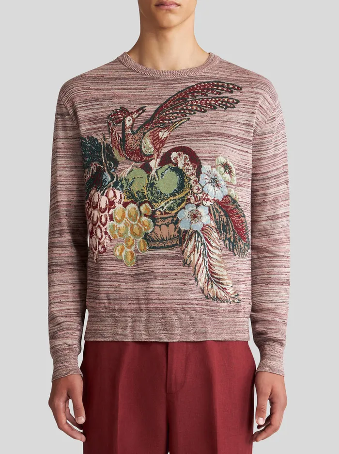 Men Striped Silk And Cotton Sweater Etro Knitwear