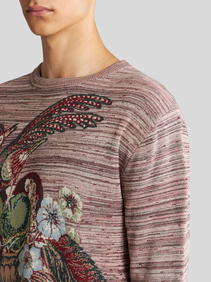 Men Striped Silk And Cotton Sweater Etro Knitwear