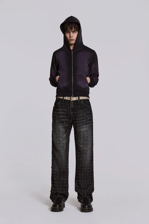 Men Stud Scott Jean Jaded London Baggy Jeans