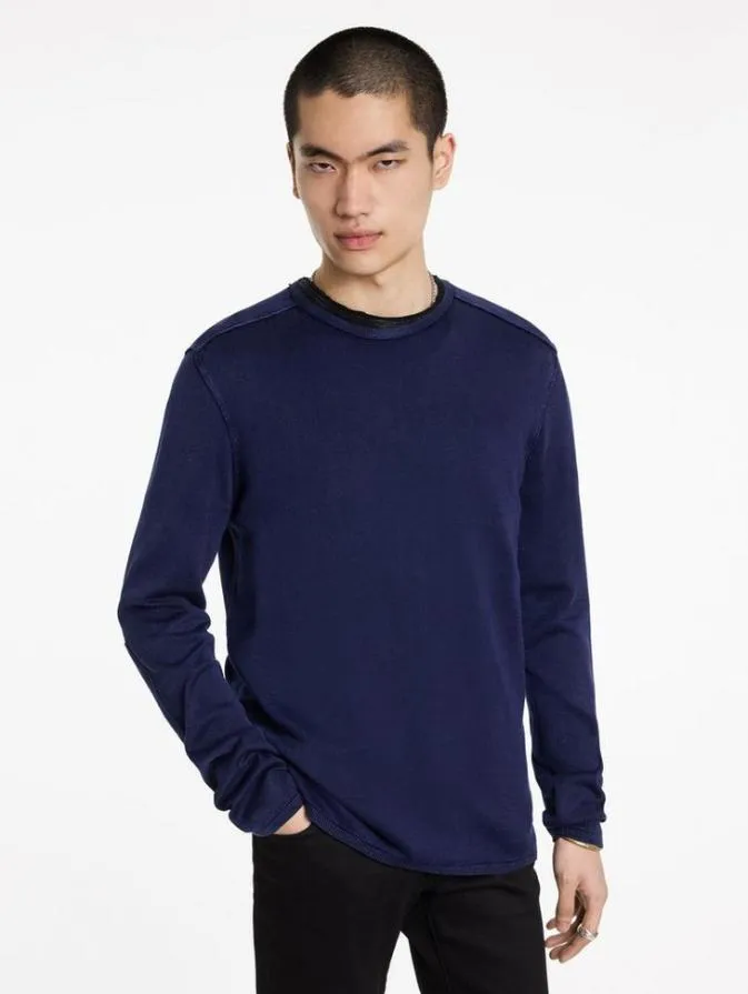 Men Sweaters John Varvatos WALTER CREW NECK SWEATER Deep Blue