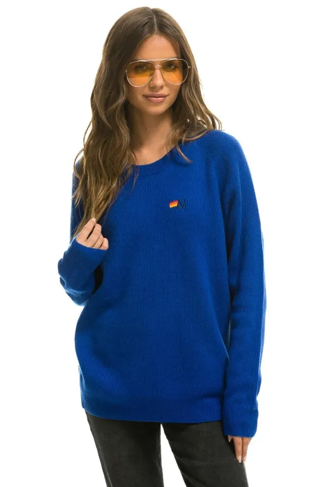 Men Sweatshirts Aviator Nation Vintage Cabin 2 Unisex Cashmere Sweater 8211 Lapis