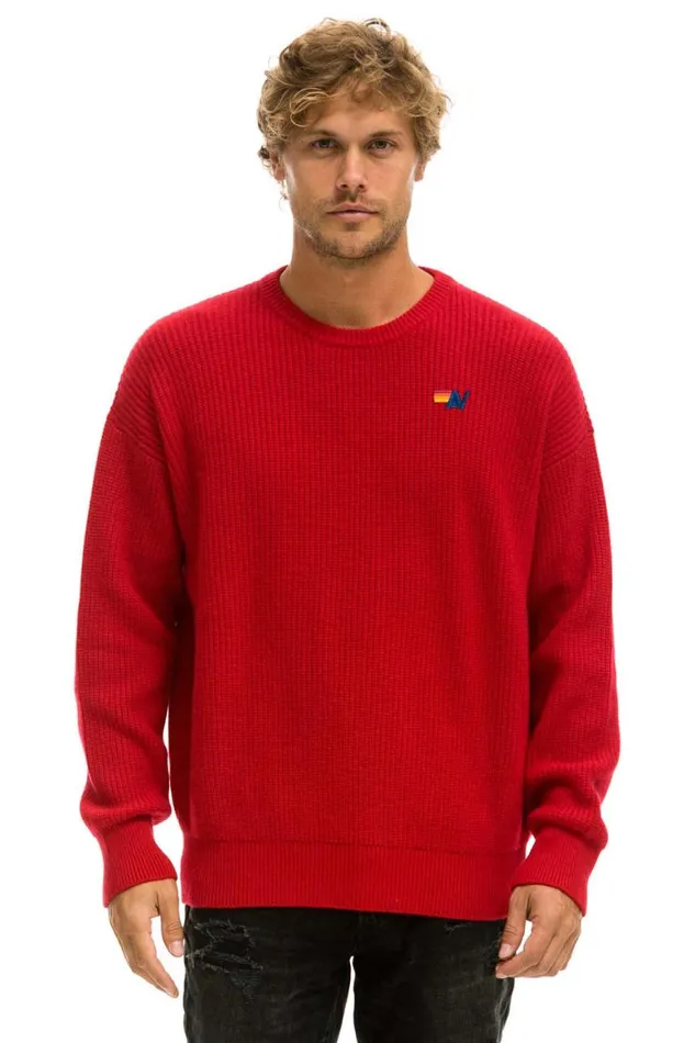 Men Sweatshirts Aviator Nation Vintage Cabin Unisex Cashmere Sweater 8211 Cherry