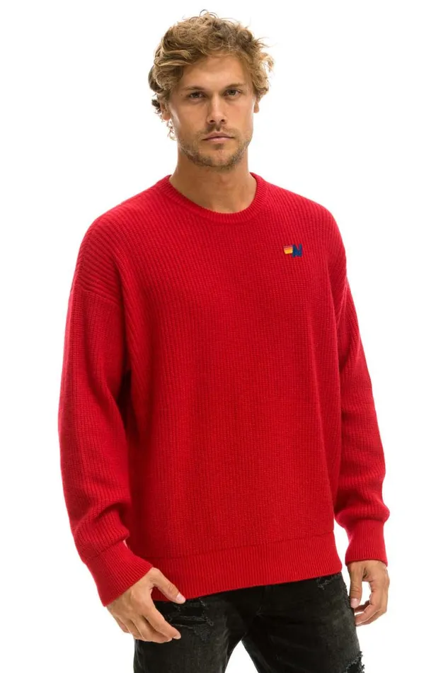 Men Sweatshirts Aviator Nation Vintage Cabin Unisex Cashmere Sweater 8211 Cherry