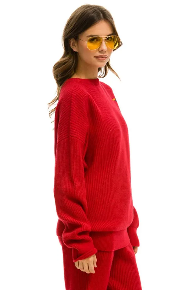 Men Sweatshirts Aviator Nation Vintage Cabin Unisex Cashmere Sweater 8211 Cherry