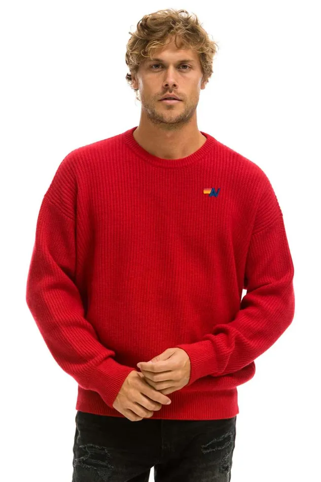 Men Sweatshirts Aviator Nation Vintage Cabin Unisex Cashmere Sweater 8211 Cherry