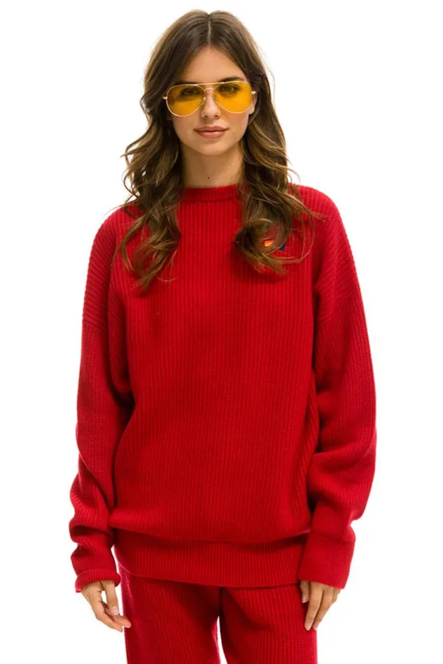 Men Sweatshirts Aviator Nation Vintage Cabin Unisex Cashmere Sweater 8211 Cherry
