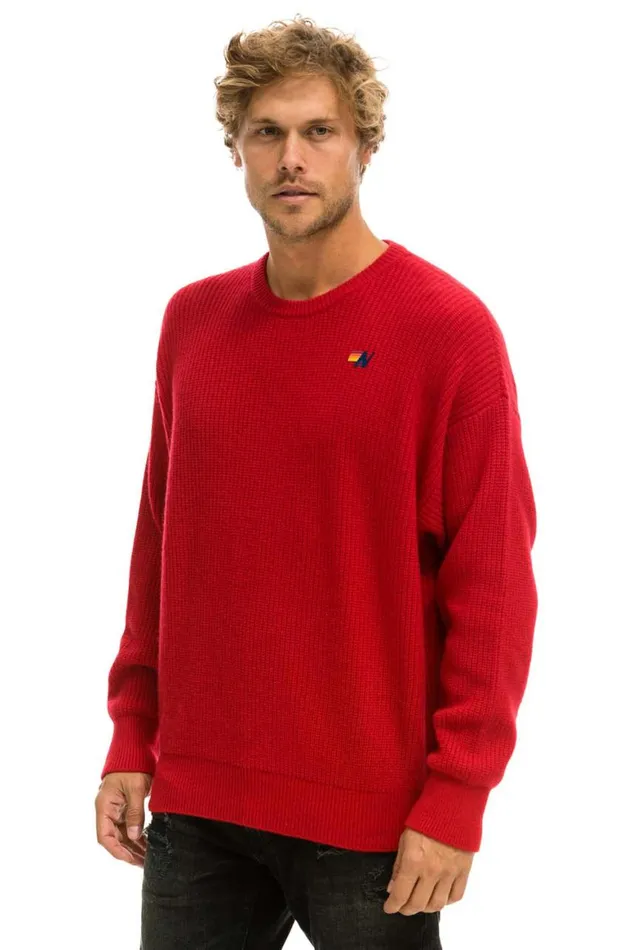 Men Sweatshirts Aviator Nation Vintage Cabin Unisex Cashmere Sweater 8211 Cherry