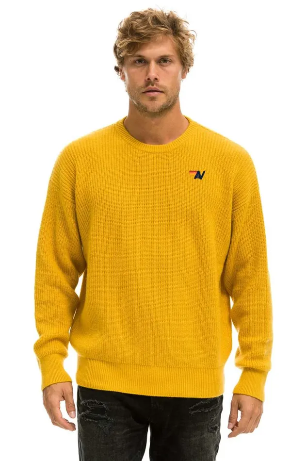Men Sweatshirts Aviator Nation Vintage Cabin Unisex Cashmere Sweater 8211 Gold