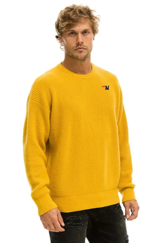 Men Sweatshirts Aviator Nation Vintage Cabin Unisex Cashmere Sweater 8211 Gold