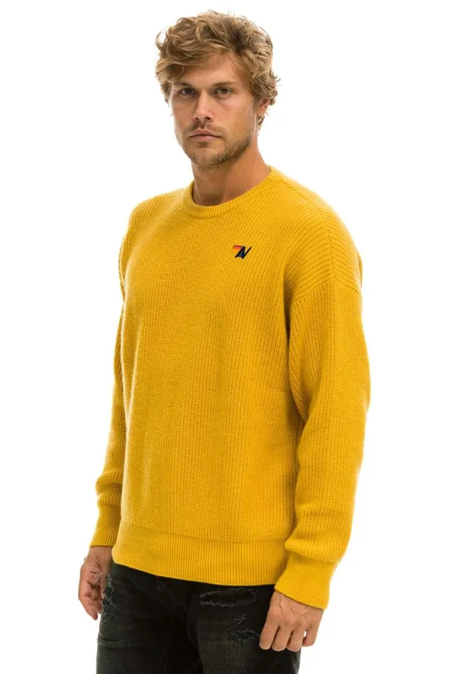 Men Sweatshirts Aviator Nation Vintage Cabin Unisex Cashmere Sweater 8211 Gold