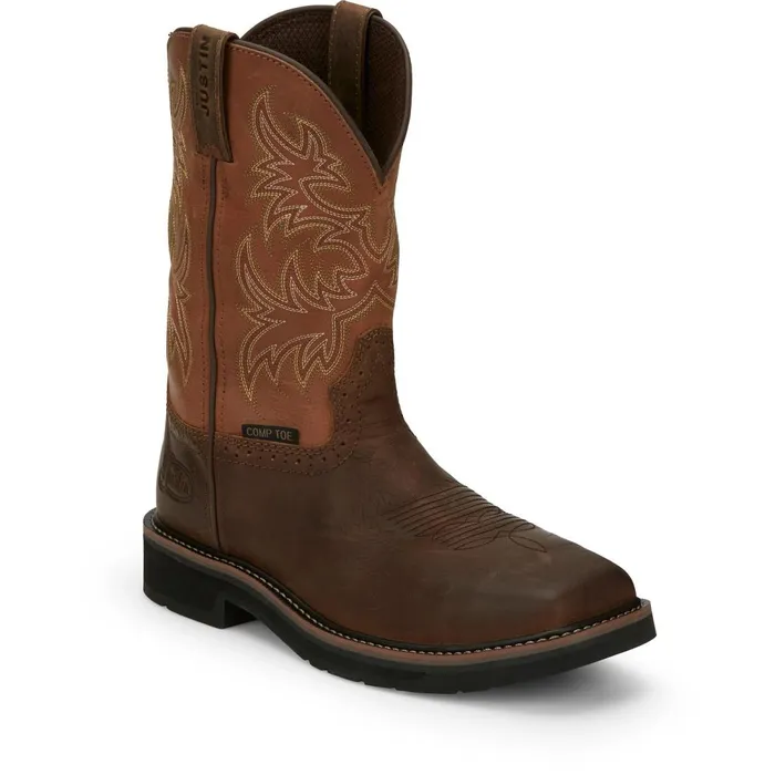 MEN Switch 11034 Comp Toe Carob Justin Boots Work