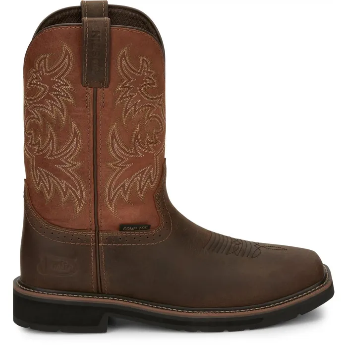 MEN Switch 11034 Comp Toe Carob Justin Boots Work