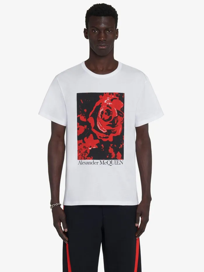 Men TShirts And Sweatshirts Alexander McQueen Wax Flower TShirt Whitered