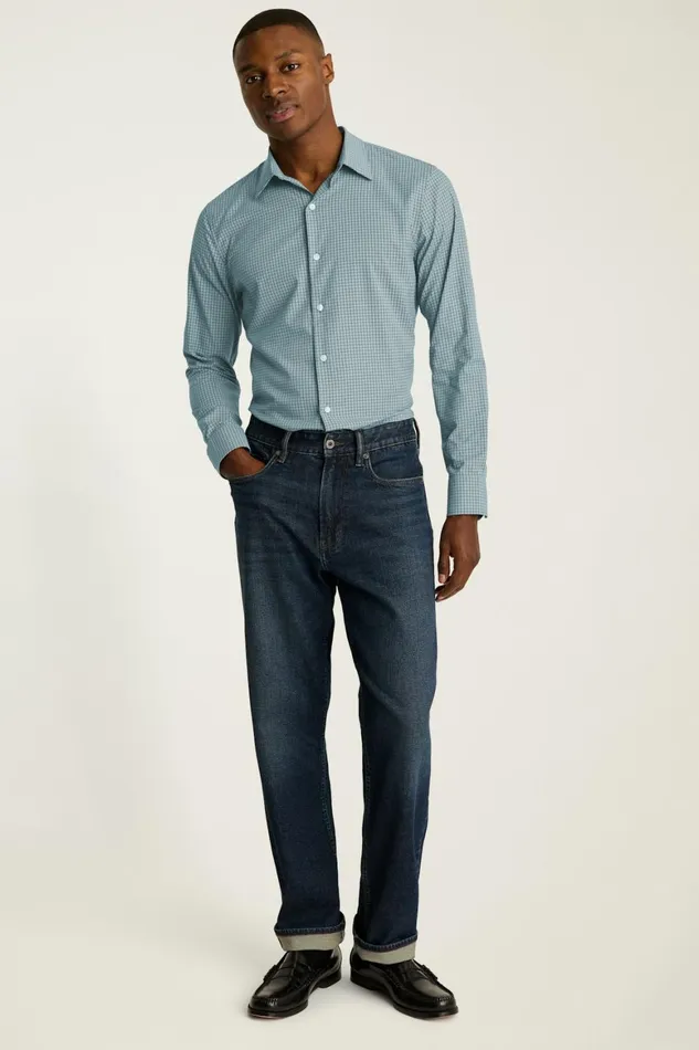 Men Tech Button Down Shirt Blue Landon Check Bonobos Casual Shirts