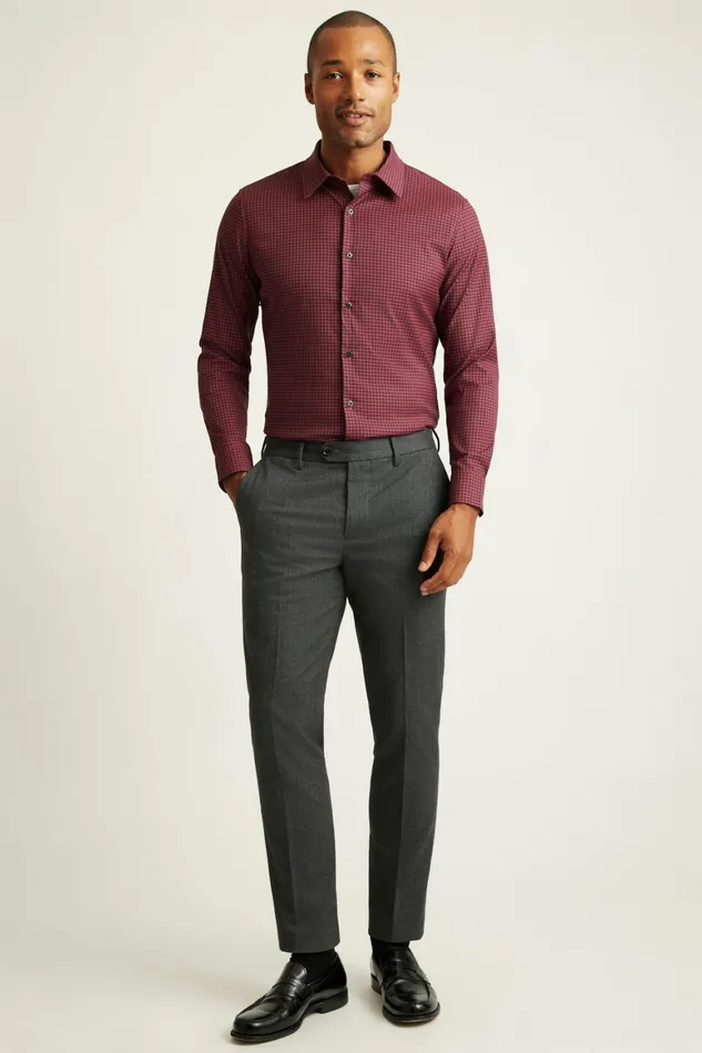 Men Tech Button Down Shirt Navy Red Gingham Bonobos Casual Shirts