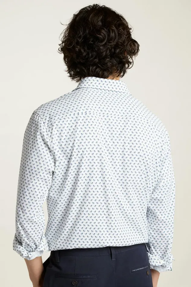 Men Tech Button Down Shirt White Robo Dog Bonobos Casual Shirts