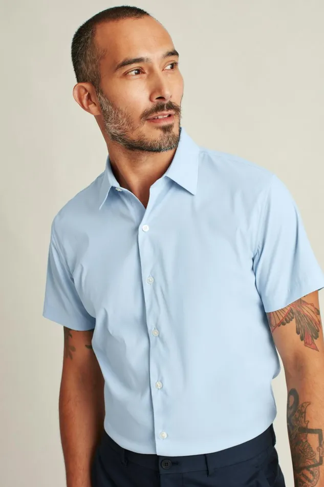 Men Tech Short Sleeve Shirt Blue Bonobos Short Sleeve Shirts