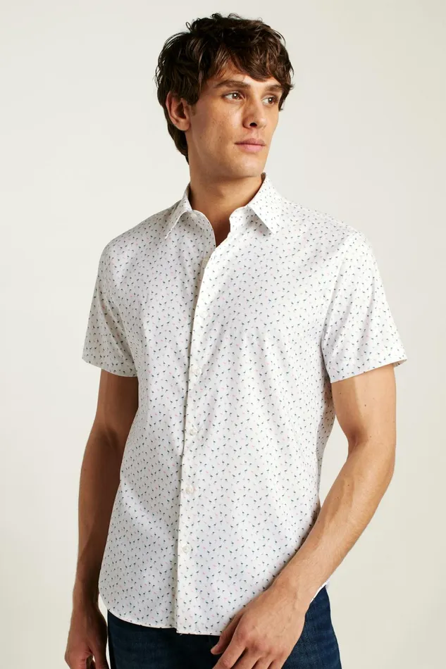 Men Tech Short Sleeve Shirt Pink And Blue Flamingo Phil Bonobos Short Sleeve Shirts