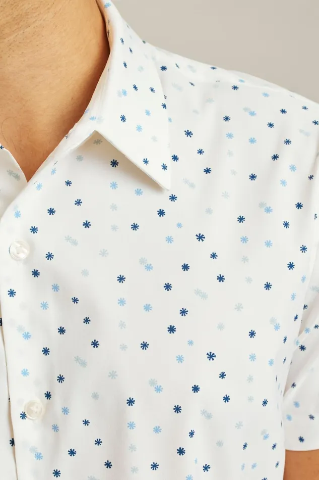Men Tech Short Sleeve Shirt White Winter Wonderland Bonobos Short Sleeve Shirts
