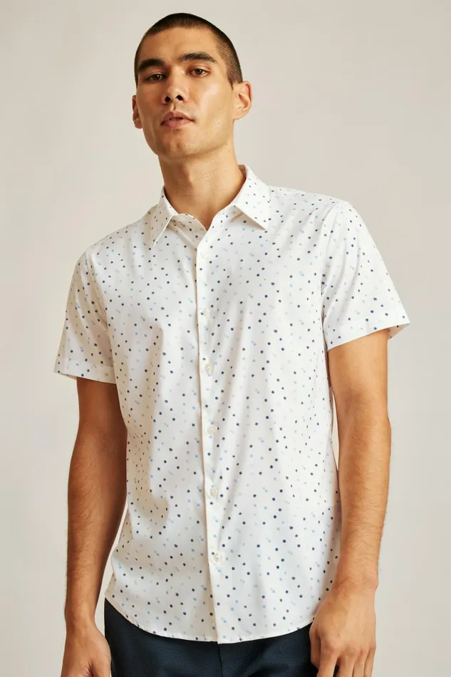 Men Tech Short Sleeve Shirt White Winter Wonderland Bonobos Short Sleeve Shirts