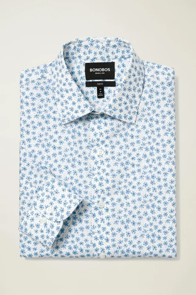 Men The Desk To Dinner Shirt Blue Bernard Floral Bonobos Business Casual Shirts