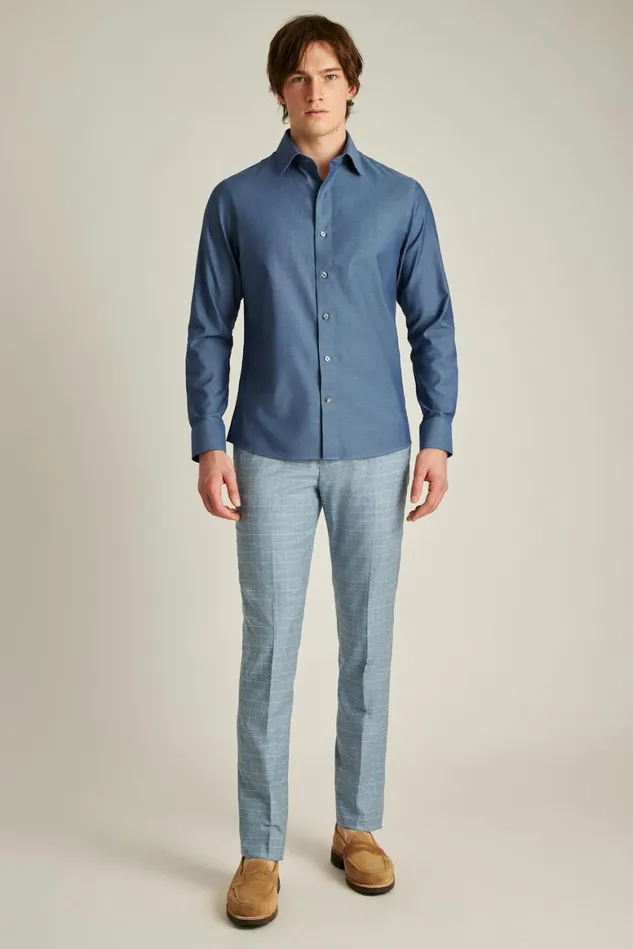 Men The Desk To Dinner Shirt Solid Light Navy Bonobos Business Casual Shirts