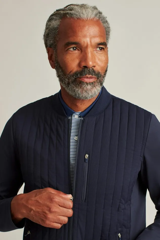 Men The Elements Jacket Navy Vertical Stripe Bonobos Jackets and Coats