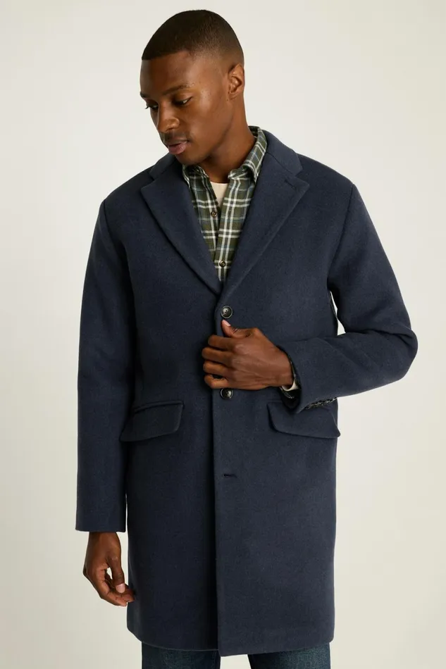 Men The Italian Wool Cashmere Topcoat Light Navy Blue Bonobos Jackets and Coats