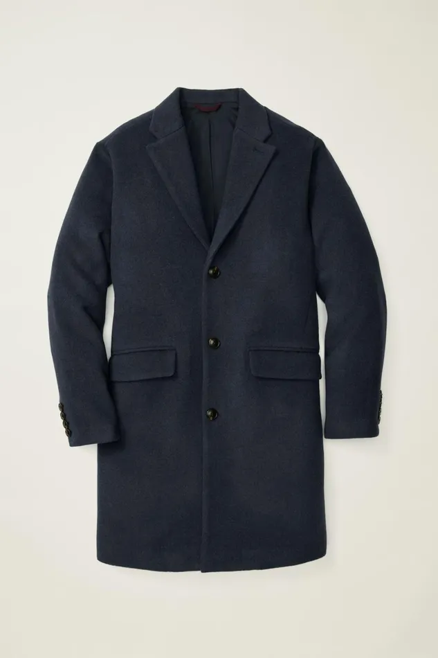 Men The Italian Wool Cashmere Topcoat Light Navy Blue Bonobos Jackets and Coats