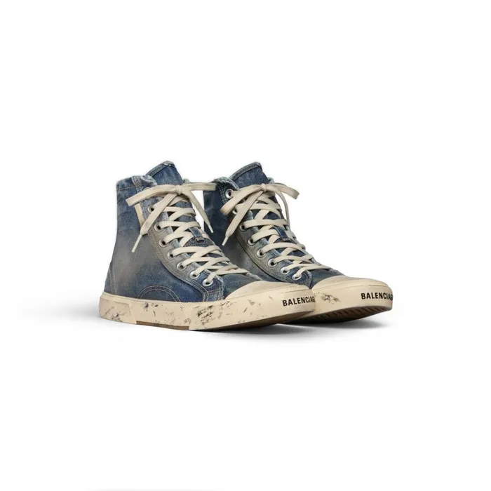 Men Trainers Balenciaga Paris High Top Trainers In Blue