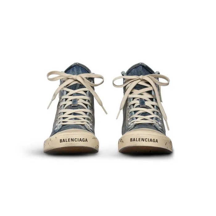 Men Trainers Balenciaga Paris High Top Trainers In Blue