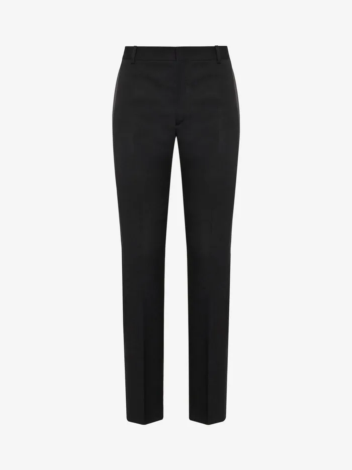 Men Trousers Alexander McQueen Tuxedo Cigarette Trousers Black