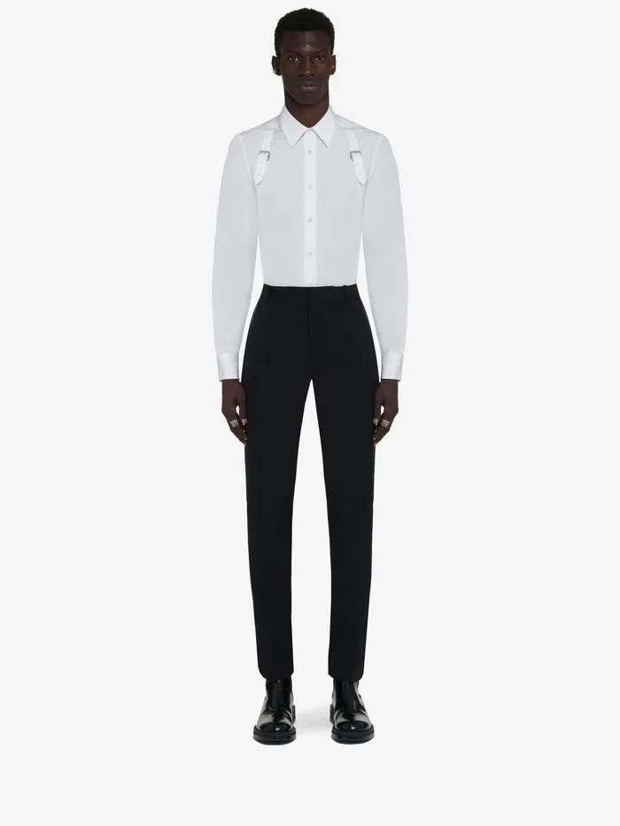 Men Trousers Alexander McQueen Tuxedo Cigarette Trousers Black