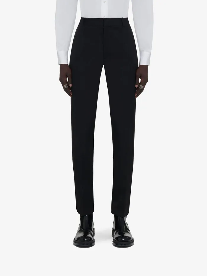 Men Trousers Alexander McQueen Tuxedo Cigarette Trousers Black