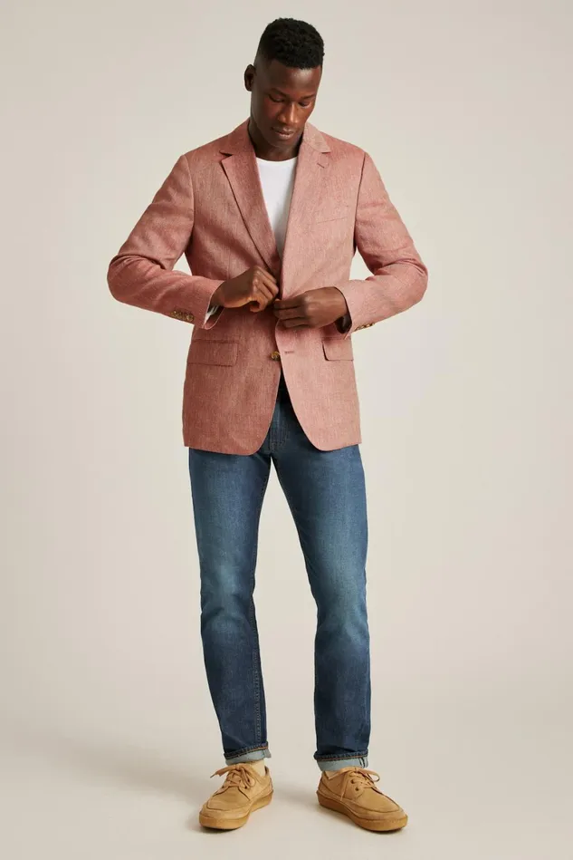 Men Unconstructed Italian Blazer Red Herringbone Bonobos Blazers and Sport Coats Men Unconstructed Italian Blazer Red Herringbone Bonobos Blazers and Sport Coats
